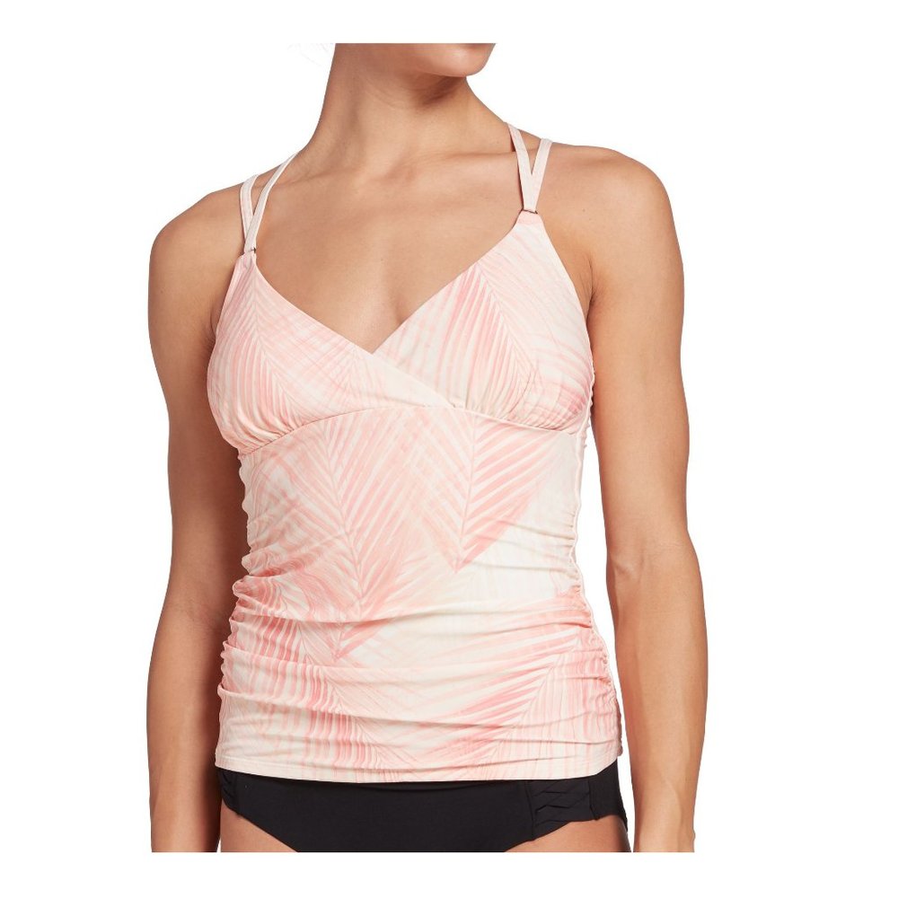 NWT CALIA Women's Modest Adjustable Strappy V-Neck Tankini Top XS Pink $50 1C259